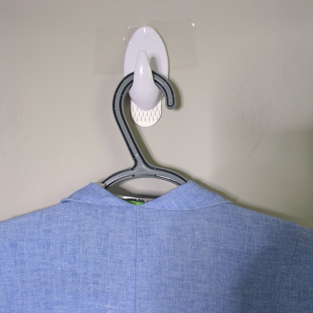 Patrizia Luca Milano Blue Chambray Button‑Up Top Linen Blend Sz M Flared Hem - Picture 6 of 8